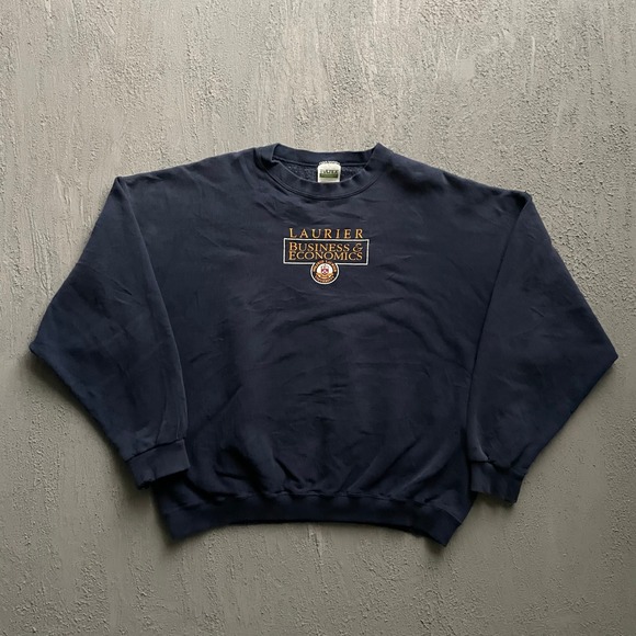 Tultex Other - Vintage Laurier Business Economics Sweatshirt Mens X-Large Navy 90s Tultex